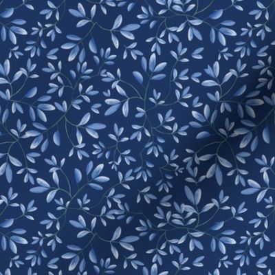 The Blue Vine-02, Blue on Navy, Med, Mermaid Collection-47