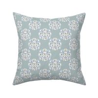 Samantha’s Flowers-04, Med, White, Cream, Light Blue on Sage Green, Mermaid Collection-58