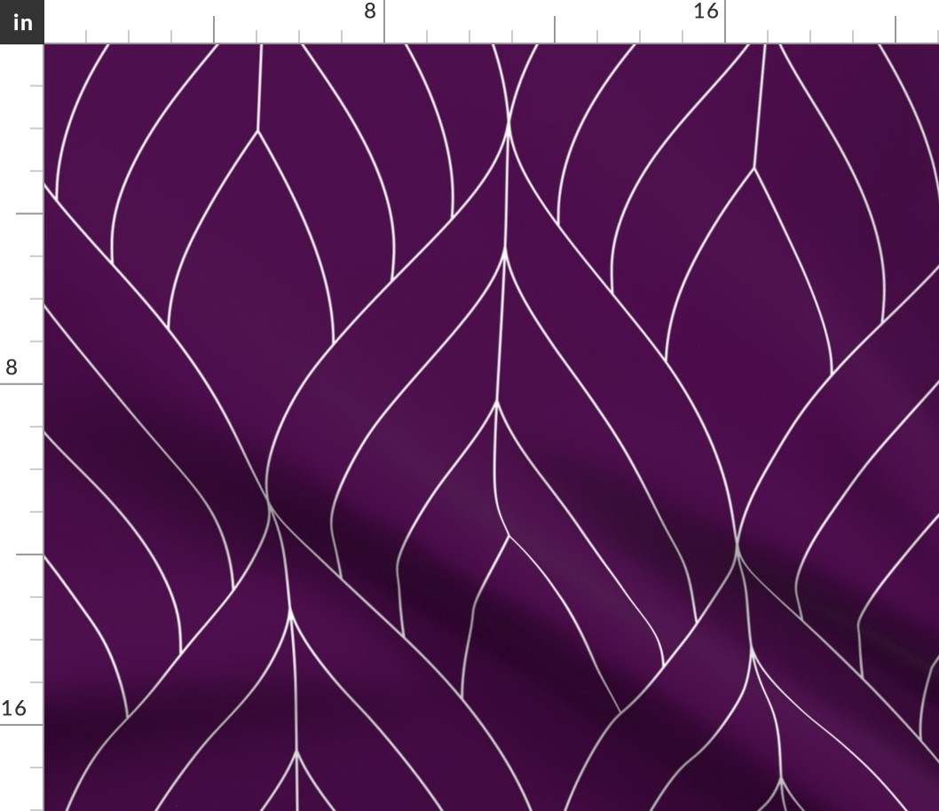 ART DECO BLOSSOMS - VIOLET WITH WHITE LINES, LARGE SCALE