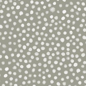 L | Painted Polka Dots Snow White on Taupe Gray  - ©Lucinda Wei