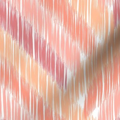 ikat chevron - pantone peach plethora color palette - boho textured ikat style wallpaper and fabric