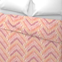 ikat chevron - pantone peach plethora color palette - boho textured ikat style wallpaper and fabric