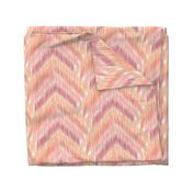 ikat chevron - pantone peach plethora color palette - boho textured ikat style wallpaper and fabric