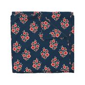 Botanical Floral Block Print - Dark Blue