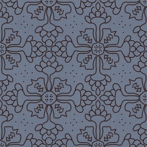 Dotted Mod Vintage Tile - Black and Dark Blue Gray, Large