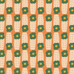 M - Desert Cactus - African Savanna Flowers - Cute Geometric Cactus - Retro Orange Green