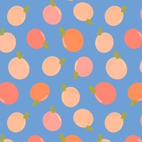 5x6 Peaches on blue