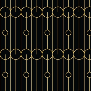 An Art Deco 1920's geometric design in black & gold for stylish & glamourous wallpaper.