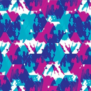 Teal & Red Violet on White Hexagons