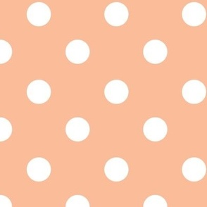 Polka Dots White on Peach