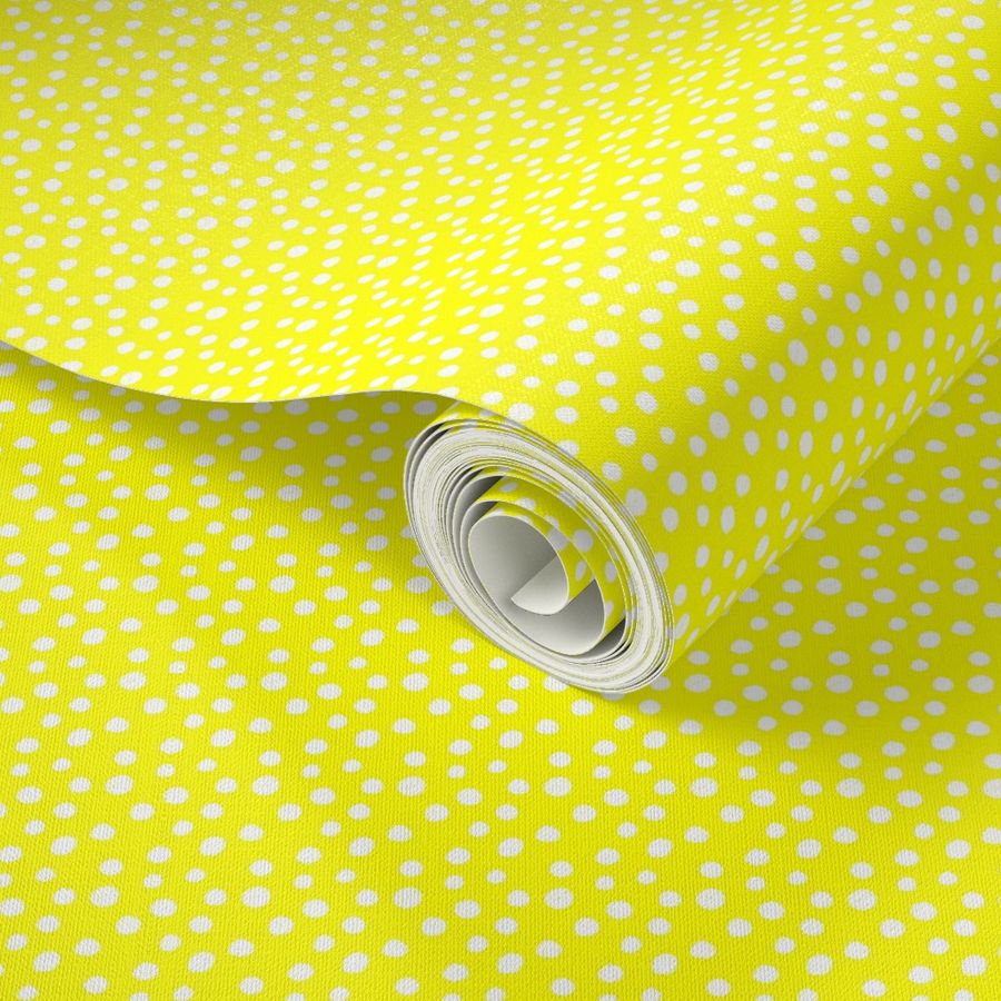 White Doodle Dots on Bright Yellow (#ffff00)