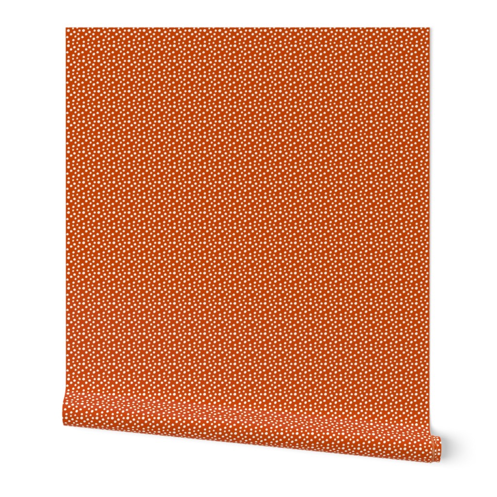 White Doodle Dots on Dark Orange (#cc4400)