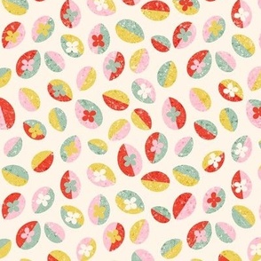 Modern Multicoloured  Fun Eggs Red Pink  Sage Green Cream Background Large 