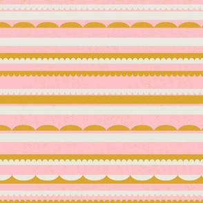 decorative tartlet stripes l gold & off white on pink