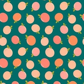 Peaches on teal/green