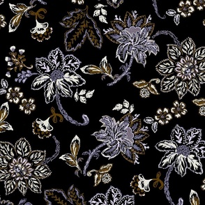 Western Gothic Paisley Flower Shapes Autumn Floral
