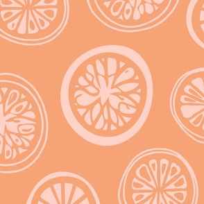 Citrus Pink Grapefruit Slices on a Orange Background (large) 