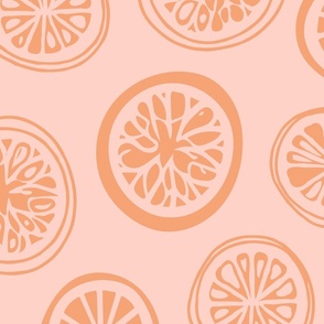 Citrus Orange Grapefruit Slices on a Peachy Pink Background (large)