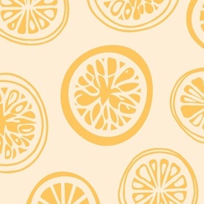 Citrus Yellow Lemon Slices on a Cream Background (large)
