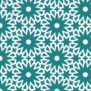 Minimalist Stars And Flowers Deep Aqua