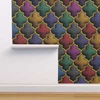 Colorful 3D gold trellis mosaic