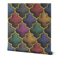 Colorful 3D gold trellis mosaic