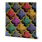 Colorful 3D gold trellis mosaic