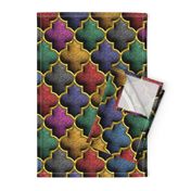 Colorful 3D gold trellis mosaic