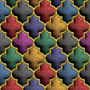 Colorful 3D gold trellis mosaic