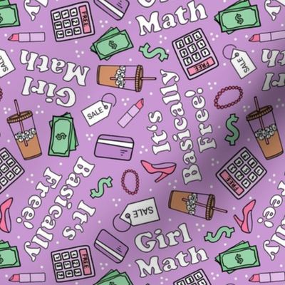 Large Scale Girl Math It's Basically Free! Purple