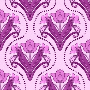 art nouveau watercolor tulips (24") - purple, cream (ST2023AN)