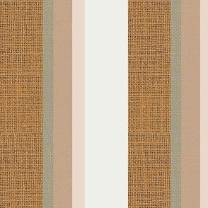 Large earthy neutrals in brown burlap hessian, mustard, pale sage, wheat , sand, pale cream and off white on a burlap faux woven texture