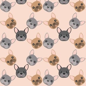 french bulldog heads on pale pink