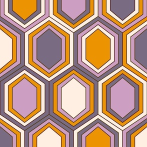 Retro Hexagons (24") - purple, orange, cream (ST2023RH)