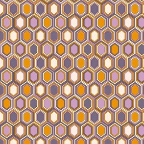 Retro Hexagons (3") - purple, orange, cream (ST2023RH) 