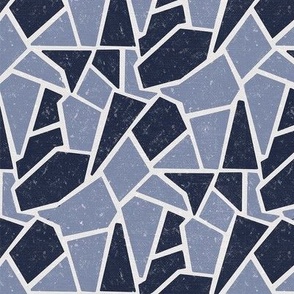 (S) Geometrical Shapes, Simple Decorative Design / Simple Toned Blue Shades / Small Scale