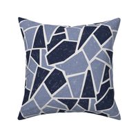 (M) Geometrical Shapes, Simple Decorative Design / Simple Toned Blue Shades / Medium Scale