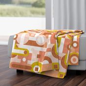 (L) Geometric, Circles and Squares, Neutral Design / Toned Warm Pink and Beige Shades / Large Scale