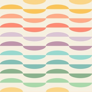 Halved-alternating-ellipse-geometric-waves-in-muted-vintage-raibow-colors-on-beige-XL-jumbo