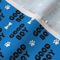 Smaller Good Boy Dog Paw Prints and Bones Black White Blue