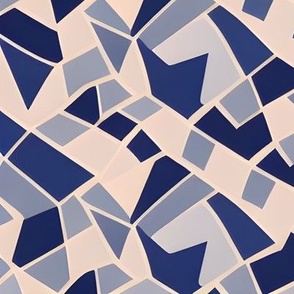 Cubist Mod Blues and Beige