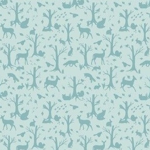 Woodland Wonder 3w x 3.6h (Med Teal on Light Teal) EXTRA SMALL SCALE