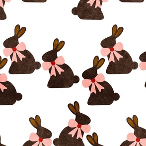 Chocolate Bunny with Bows- Easter Sugar Cookies- Large Scale