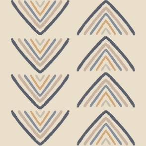  Angular Arrangement: Stacked Geometric Pattern, beige- blue, large