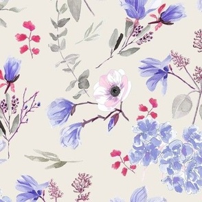 Romantic Floral Pattern - Blue flowers
