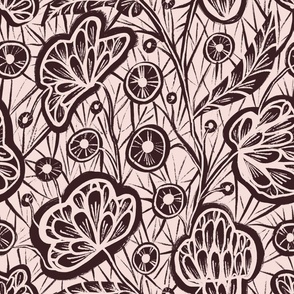 Seamless pattern with an ornament of decorative openwork flowers and lace with cobwebs, hand-drawn graphic pattern 9