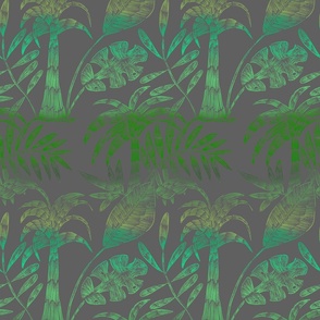 Seamless pattern with tropical plants, palm trees, monstera, tropical leaves, banana leaves  5