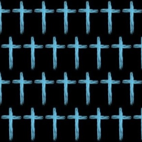 Simple Painted Cross Black and Light Blue