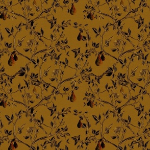 Pear Tree Chinoiserie - golden yellow - toile