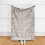  block print floral damask in cream and taupe (m) 8" 